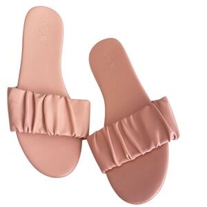 J.Crew Ruched Slide Sandals Comfortable Slip On Flats Baby‎ Pink Size 7Preloved